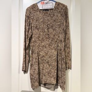 Zara Long Sleeve Brown Patterned Dress